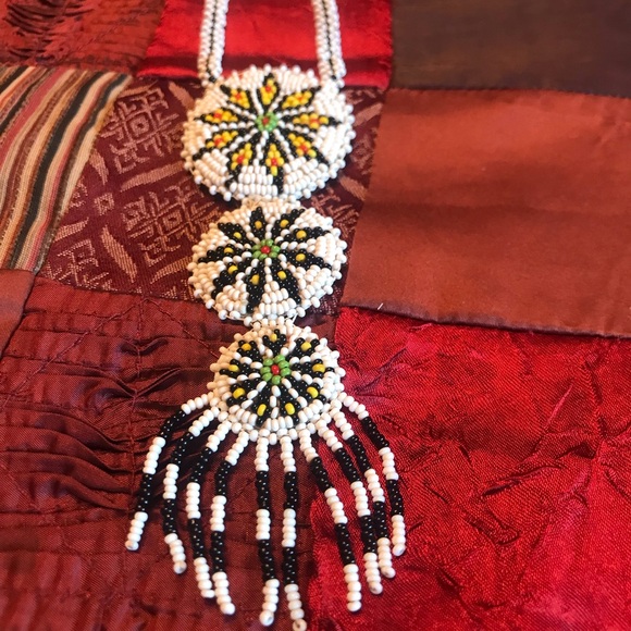 NATIVE AMERICAN FOLK ART BEADED NECKLACE 18” - Picture 1 of 16